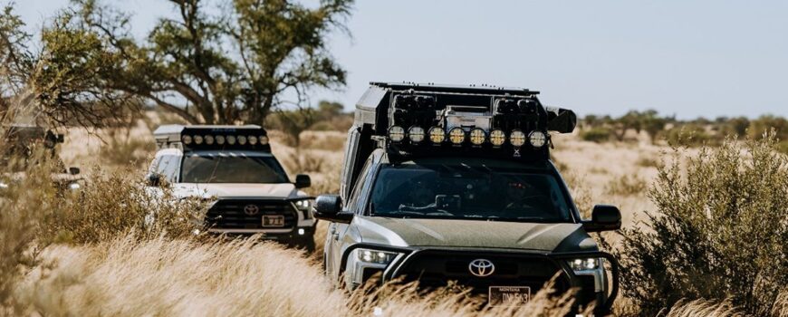 Overland vehicle with RIGID 360-Series round lights
